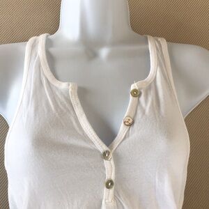 Racer bank tank with button front detailing